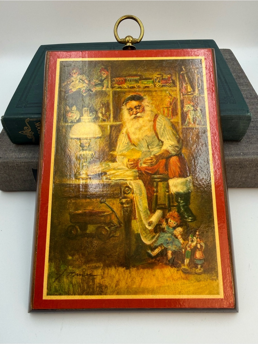 Vintage Wooden Santa Wall Plaque 8x6”